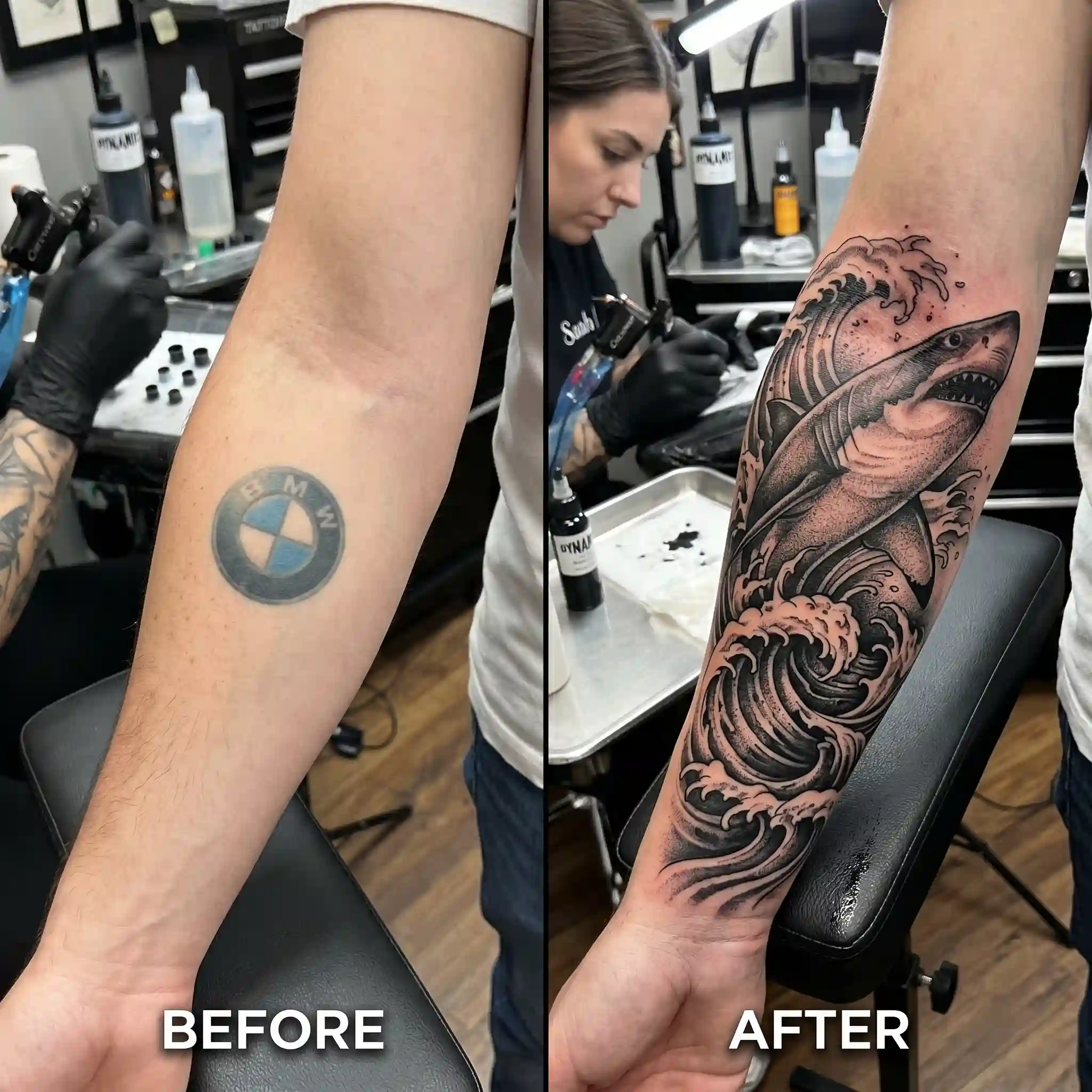 BMW Logo Tattoo Cover Up Idea