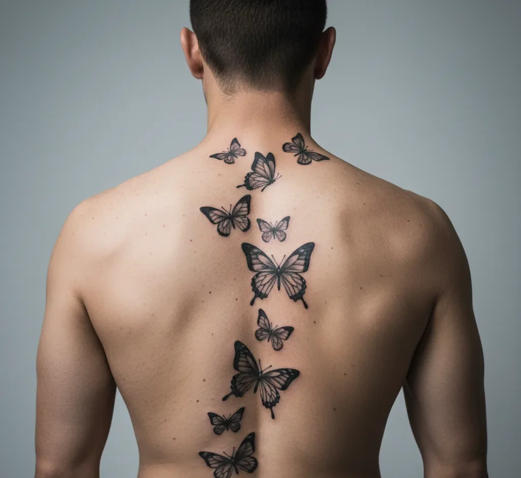 Elegant Spine or Back Butterfly Tattoo Designs