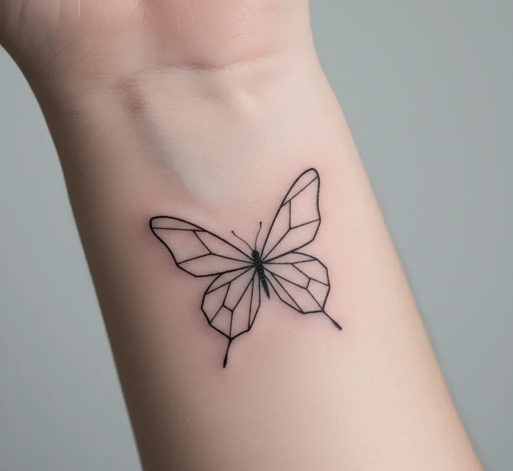 Fine Line Butterfly Tattoo on the Wrist