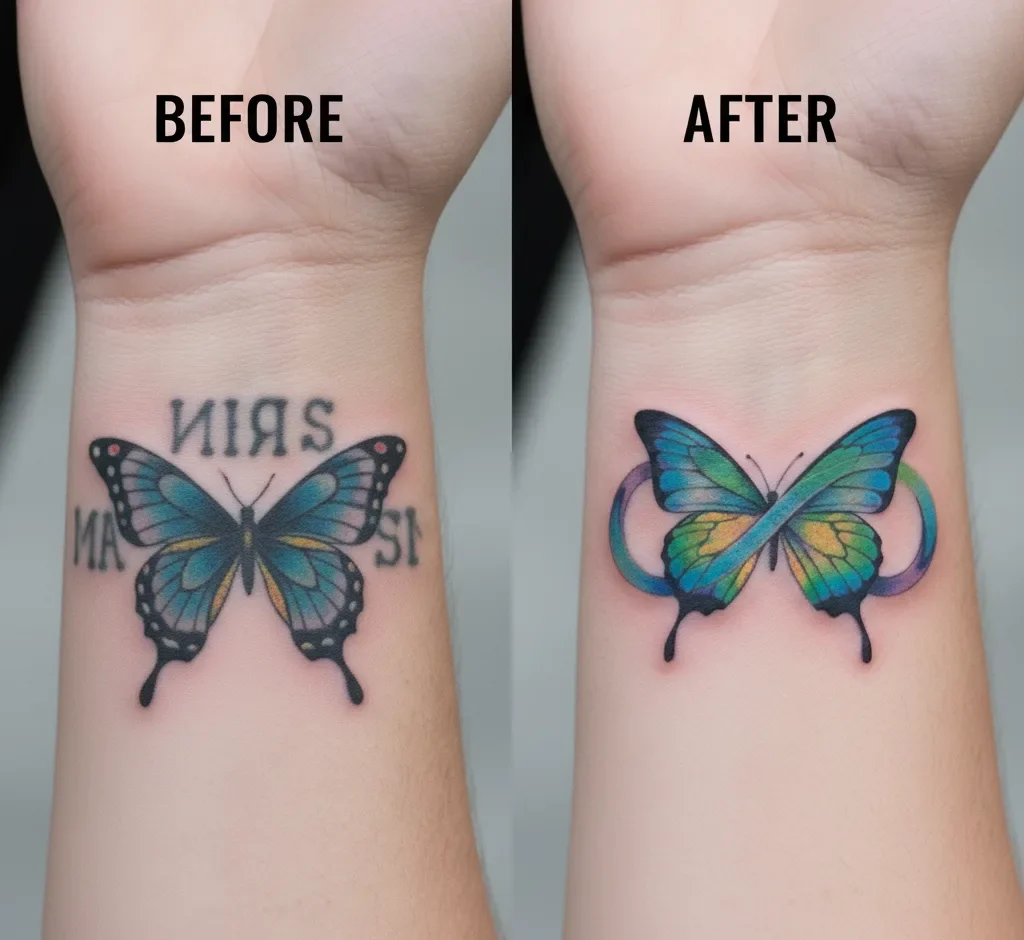 Infinity Butterfly Tattoo Cover-Up Ideas 