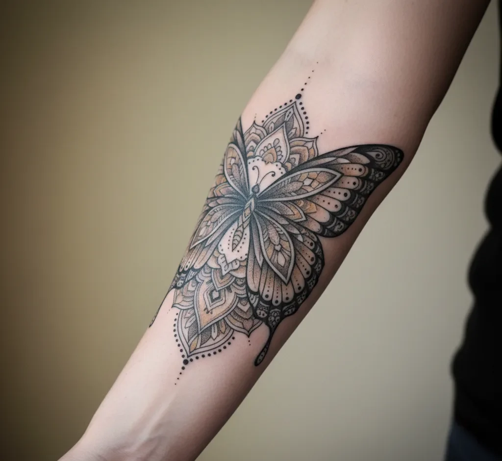 Mandala Butterfly Tattoo Designs for the Arm