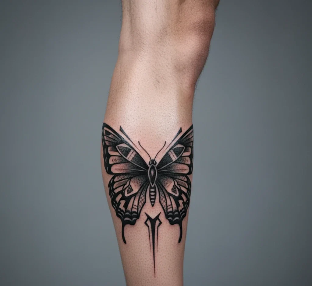 Masculine Butterfly Tattoo Ideas for the Leg