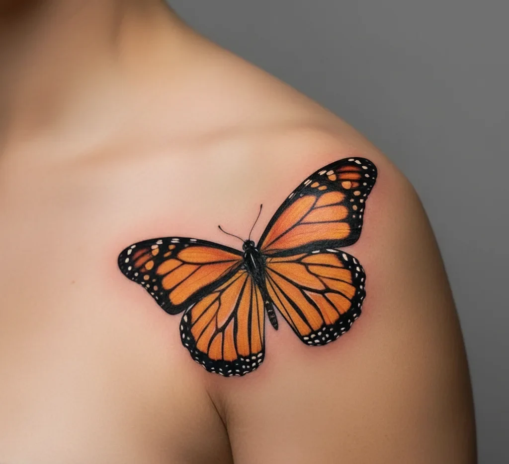 Monarch Butterfly Tattoo on the Shoulder