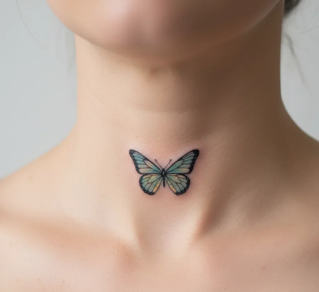 Small and Simple Butterfly Tattoo Ideas for the Neck