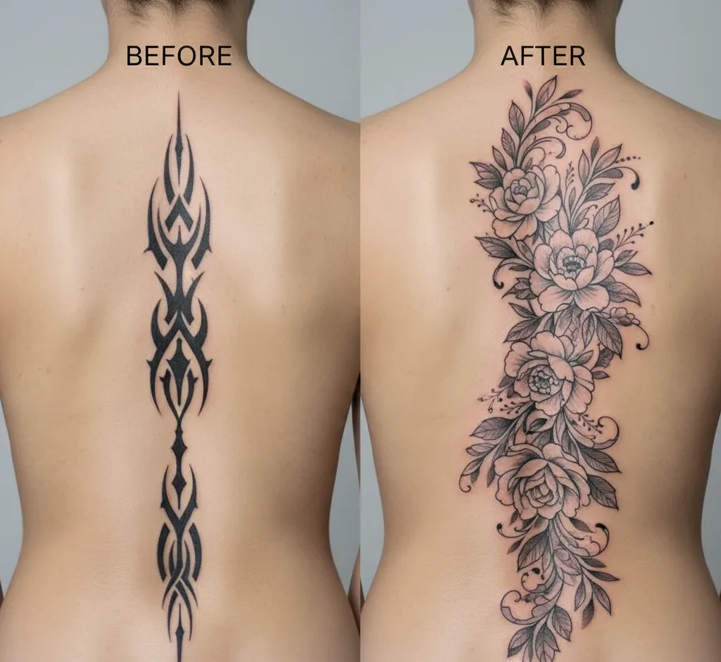 Spine Tattoo Cover-Up Ideas for a Beautiful Back Design