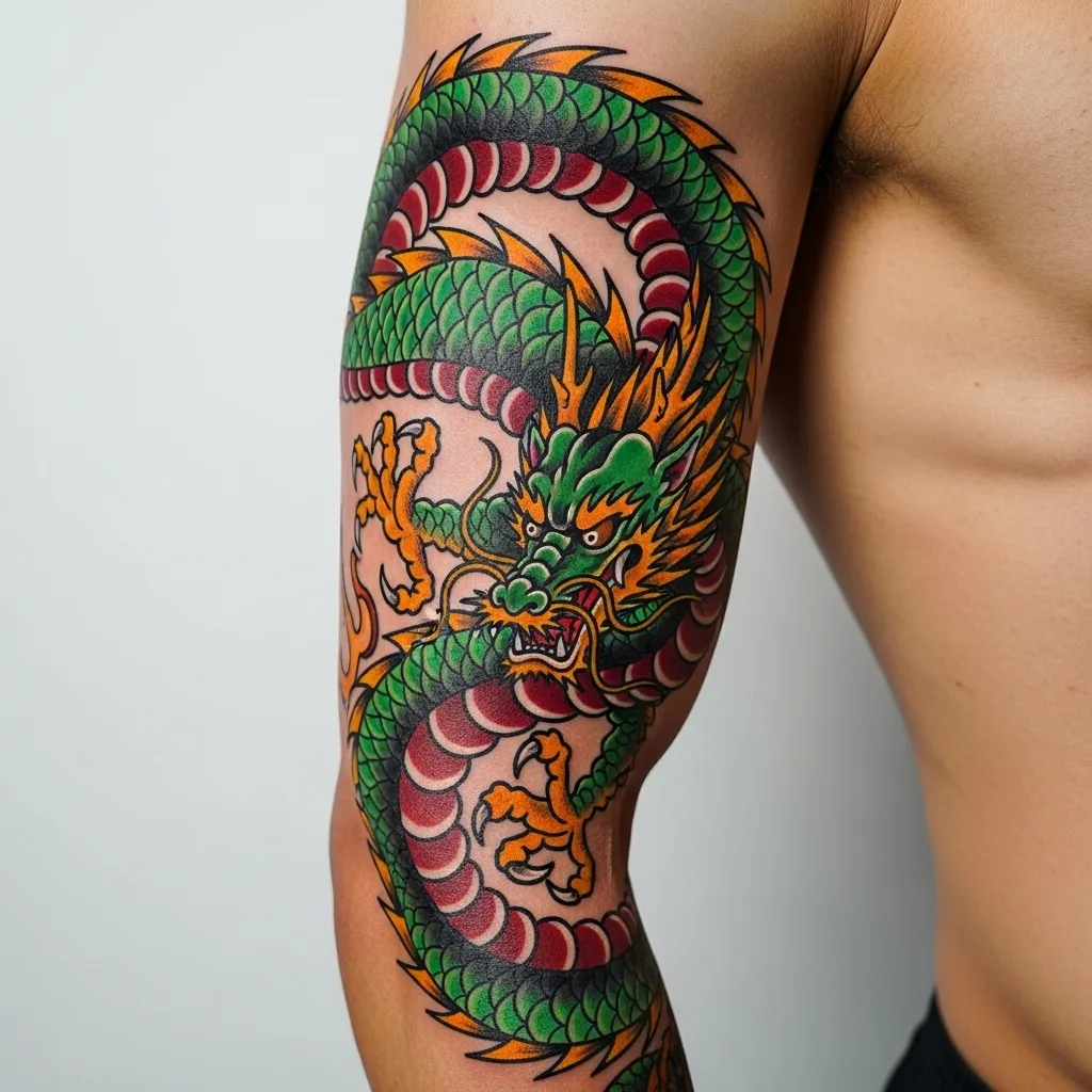 Dragon Tattoo Ideas, Meanings, and Powerful Design Inspirations 16 American Traditional Dragon Tattoo
