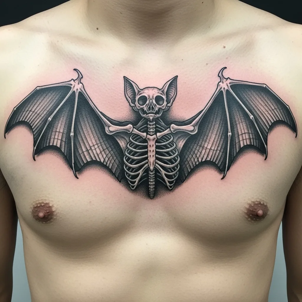 Bat Sternum Tattoo