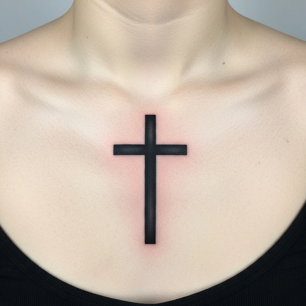 Cross Sternum Tattoo