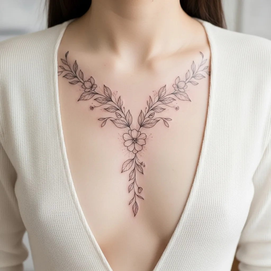 Delicate Sternum Tattoo