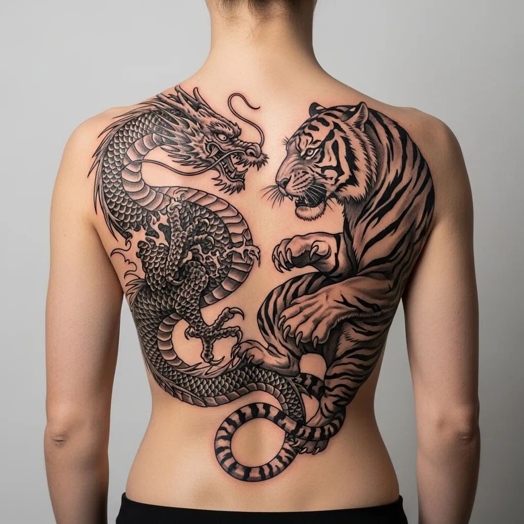 Dragon Tattoo Ideas, Meanings, and Powerful Design Inspirations 25 Dragon and Tiger Tattoo