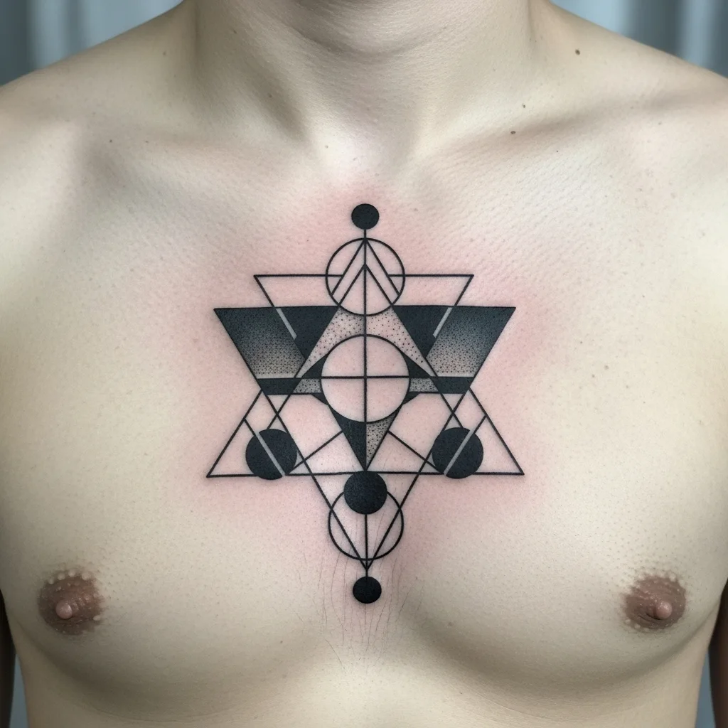 Geometric Sternum Tattoo