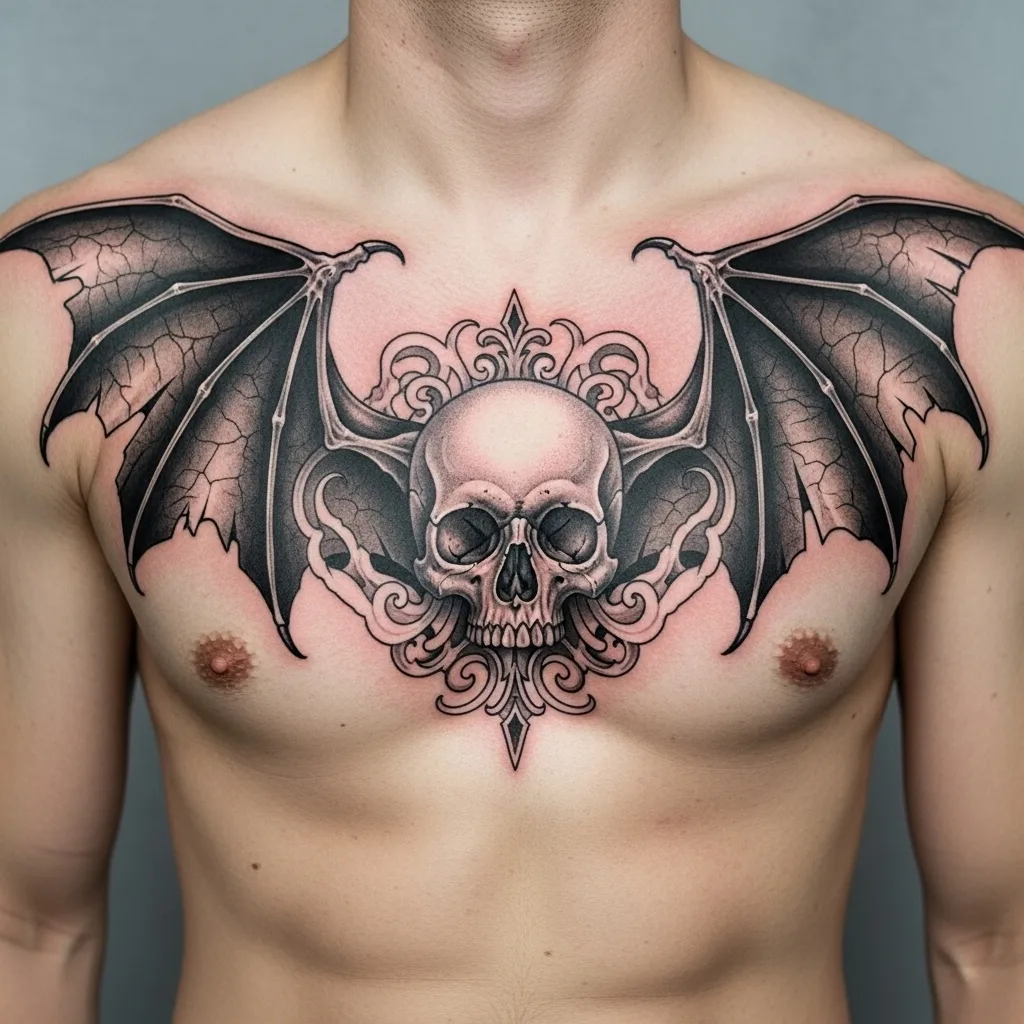 Gothic Sternum Tattoo Aesthetic