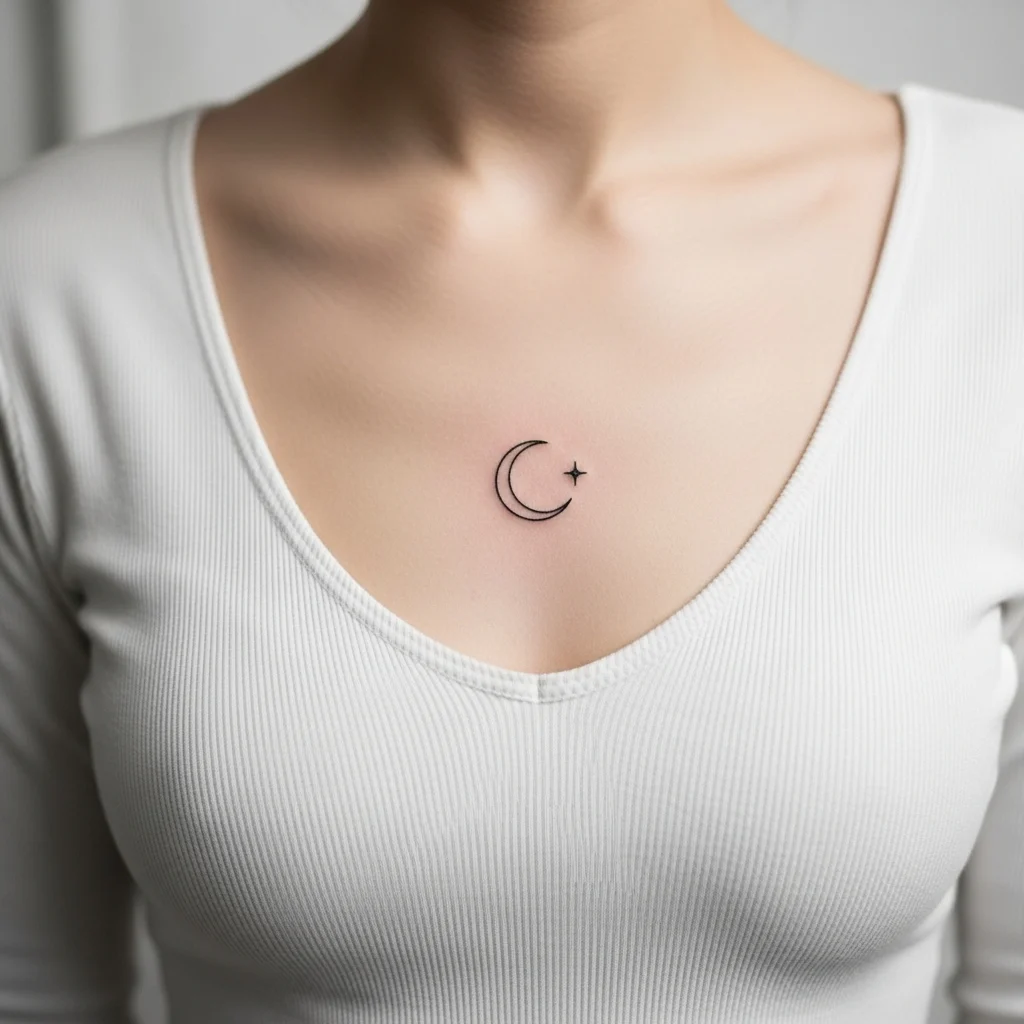 Minimalist Sternum Tattoo