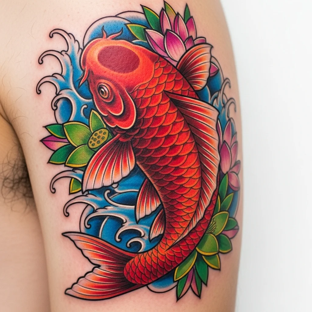 Red Koi Fish Tattoo