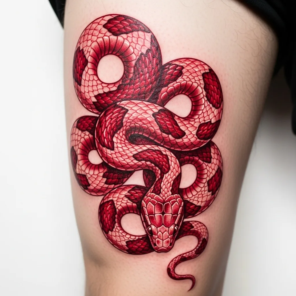 Ultimate Snake Tattoo Guide 2026: Meanings, Styles & Body Placement 9 Red Snake Tattoo