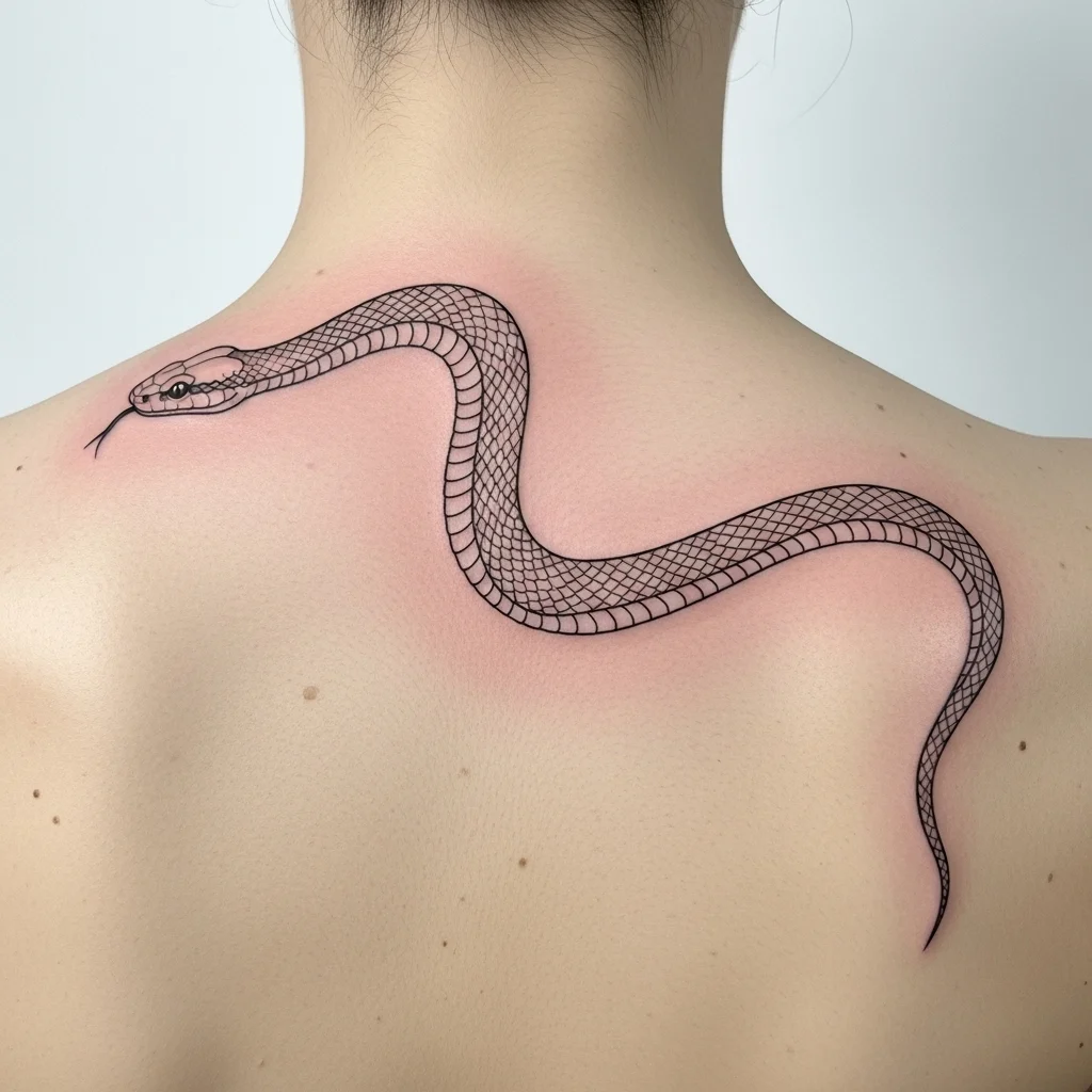 Ultimate Snake Tattoo Guide 2026: Meanings, Styles & Body Placement 23 Snake Collarbone Tattoo on Back