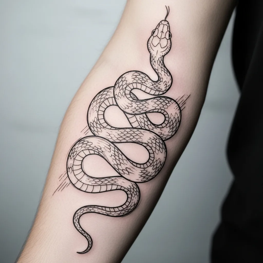 Ultimate Snake Tattoo Guide 2026: Meanings, Styles & Body Placement 21 Snake Drawing Tattoo on Forearm