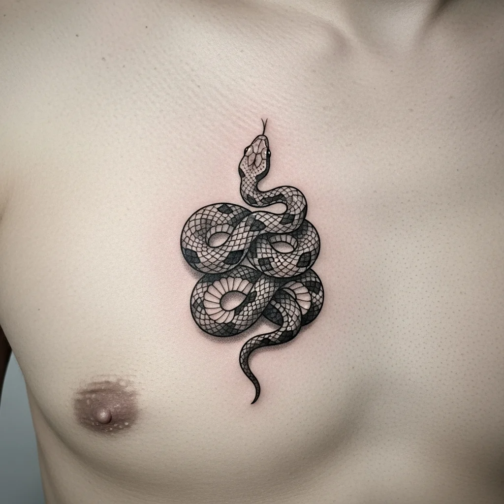 Snake Sternum Tattoo