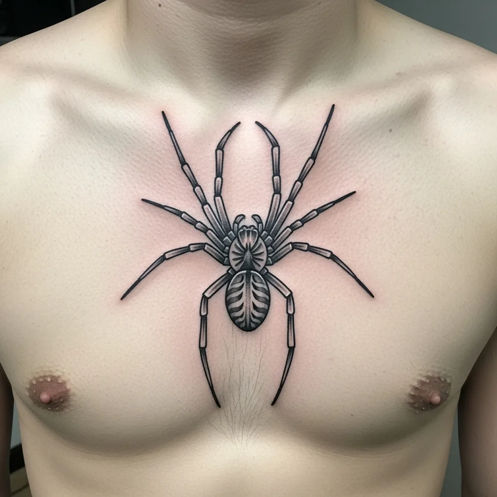 Spider Sternum Tattoo